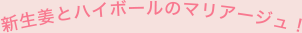 新生姜とハイボールのマリアージュ!