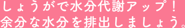しょうがで水分代謝アップ!余分な水分を排出しましょう。