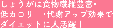しょうがは食物繊維豊富・低カロリー・代謝アップ効果でダイエットに大活躍!