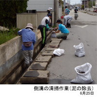 側溝の清掃作業（泥の除去）　6月25日